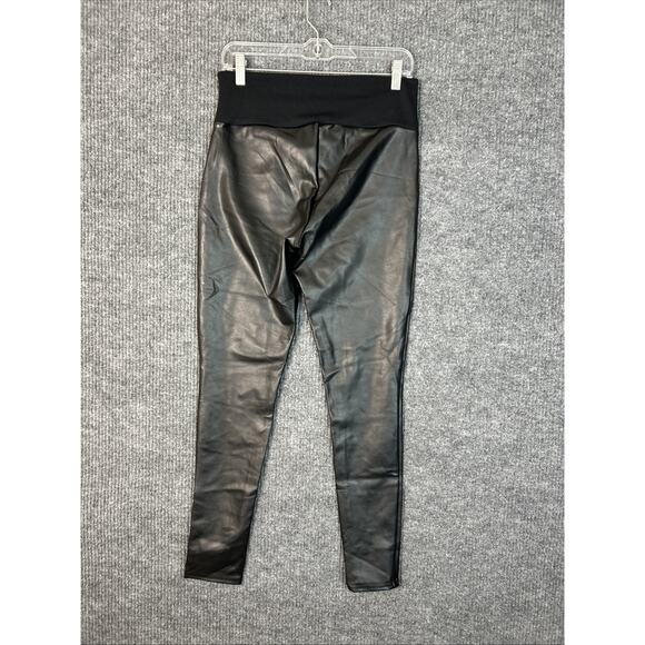 Assets By Spanx Womens Faux Leather Leggings Size Large Black Pull On Strech - Picture 2 of 8